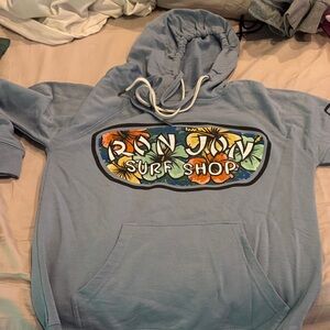 Ron Jon Light Blue Hoodie with Tropical Logo- never worn